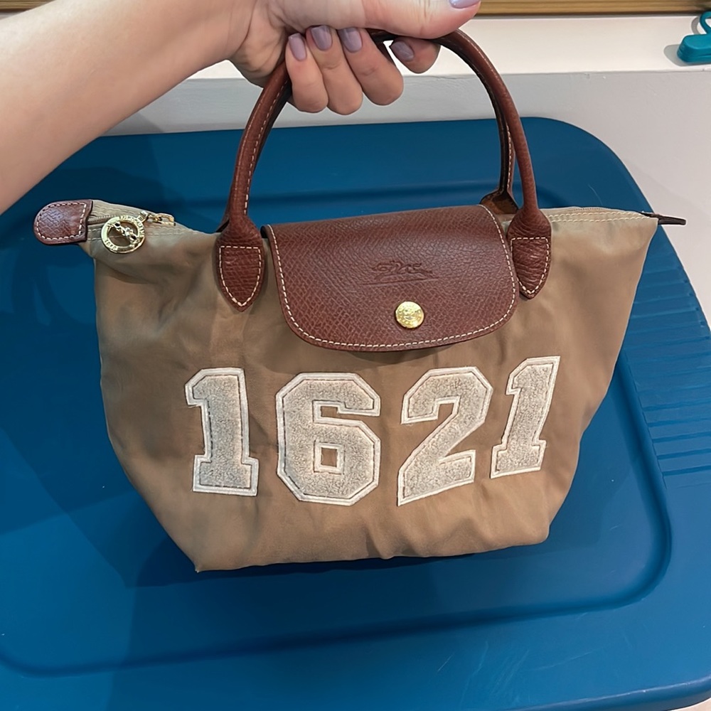 Longchamp small bag special limited edition beige with terry cloth numbers Y2K - Picture 10 of 12